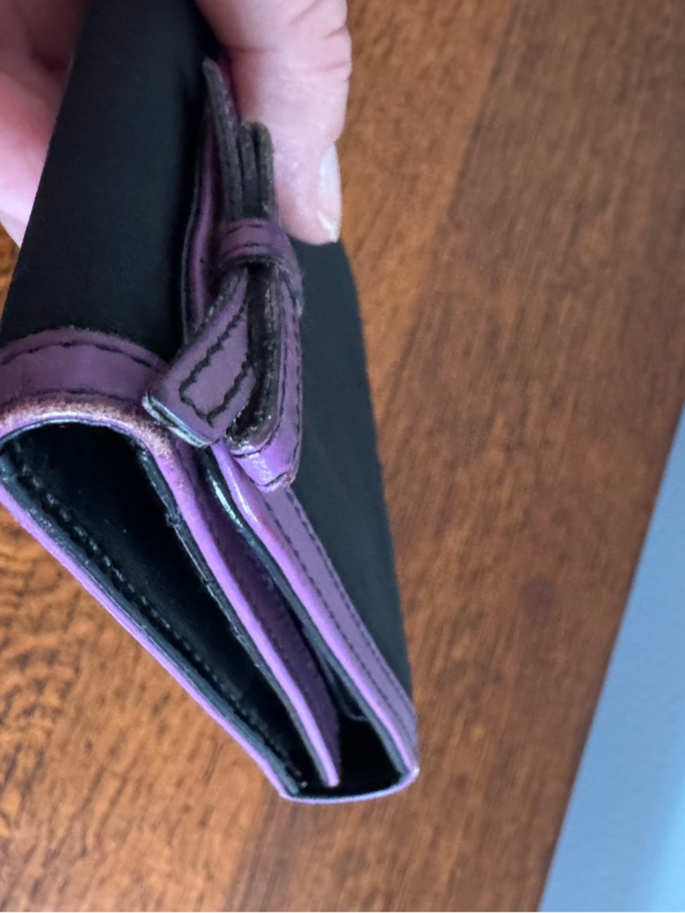 Prada Vintage Tessuto Nylon Wallet - Black with Purple Trim - Picture 9 of 14